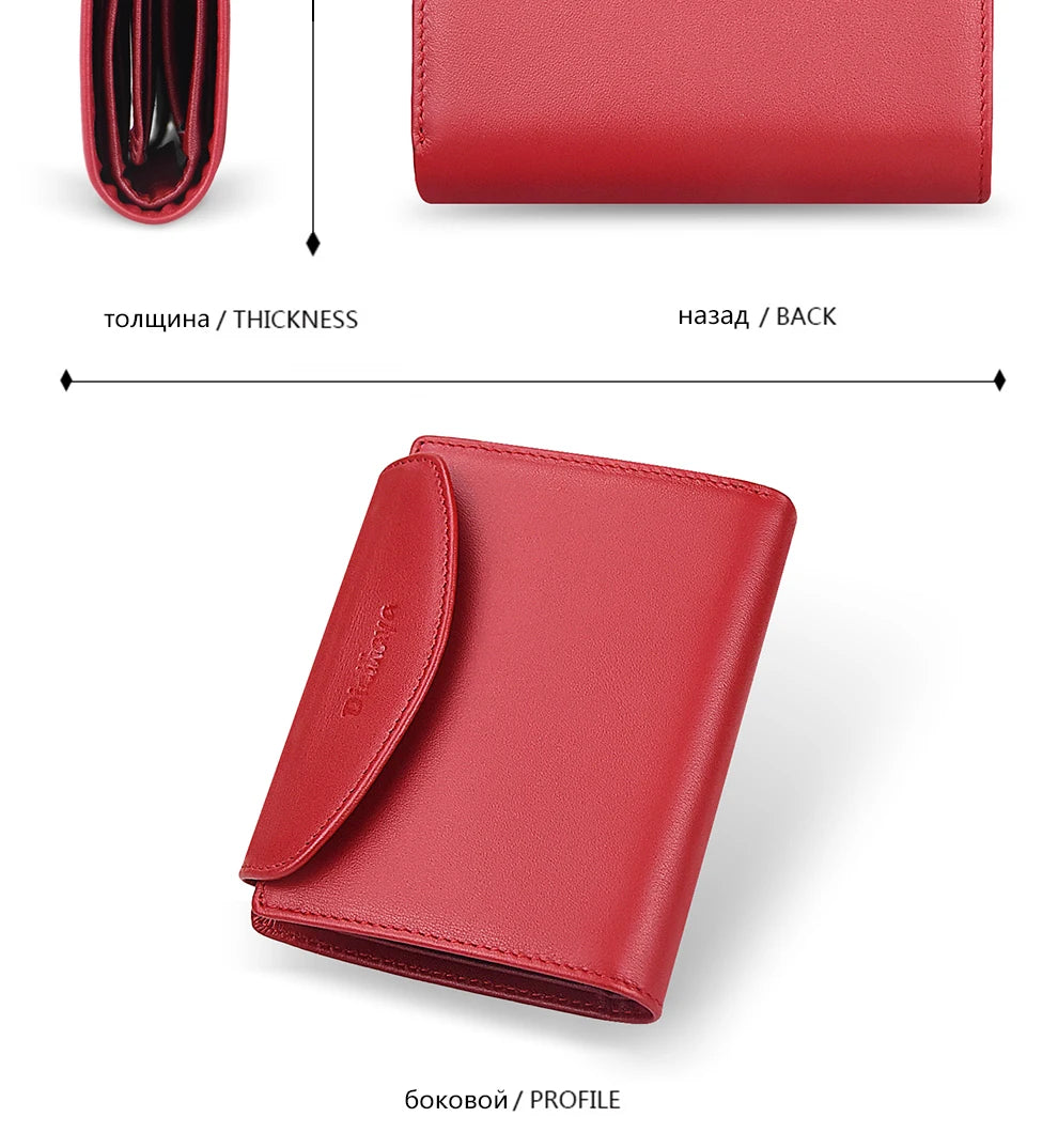 Portefeuille Femme Cuir Véritable - Porte-Monnaie Mini Clutch Porte-Cartes Bourgogne