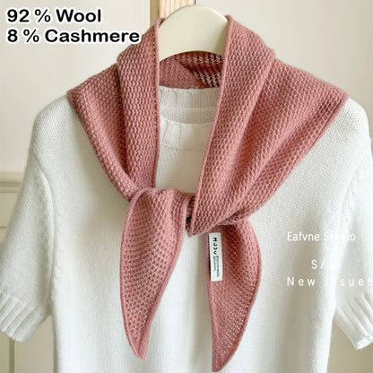 Foulard Triangle Laine Niche Britannique Coréen Vert - Écharpe Tricotée Multifonction Femme