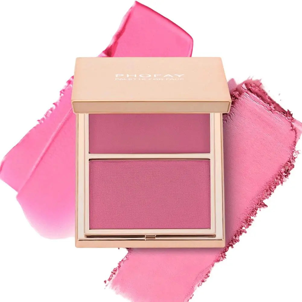 Palette Blush Contour Mat Naturel - Double Couleur Haute Pigmentation Longue Tenue Visage Sculpté Beauté
