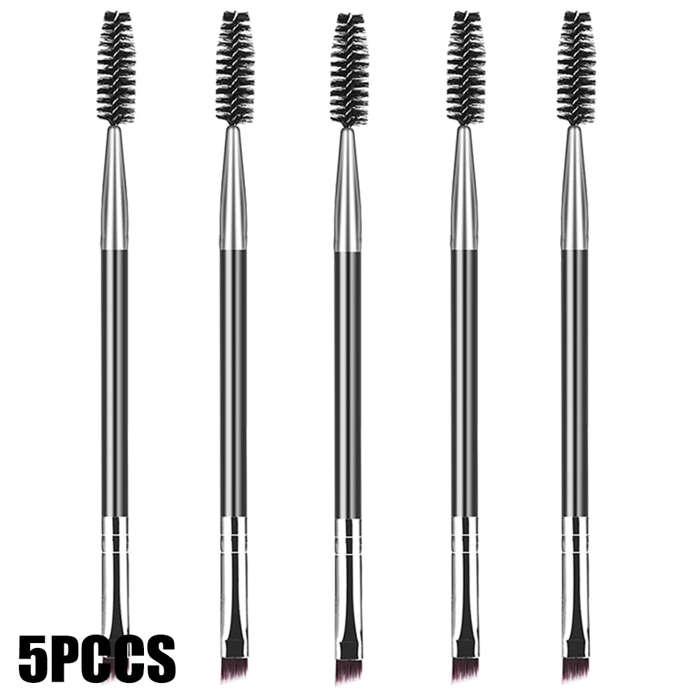 Set 5 Pinceaux Sourcils Professionnel - Peigne Cils Séparateur Ciseaux Trimmer Maquillage Yeux Femme