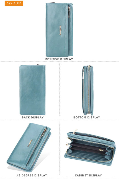 Portefeuille Femme Cuir PU Multi-Fonctions - Pochette Clutch Porte-Cartes Téléphone