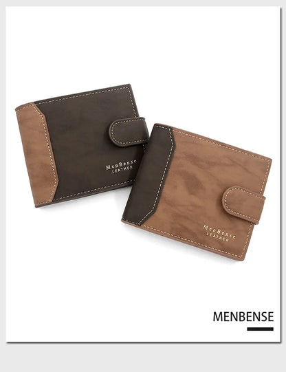 Portefeuille Homme Cuir PU avec Fermoir - Porte-Cartes Business Compact