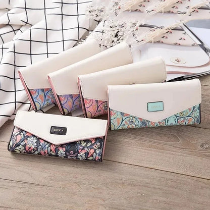 Portefeuille Pochette Femme Enveloppe Grande Capacité - Porte-Monnaie Long Cuir PU Bouton Clutch Élégant