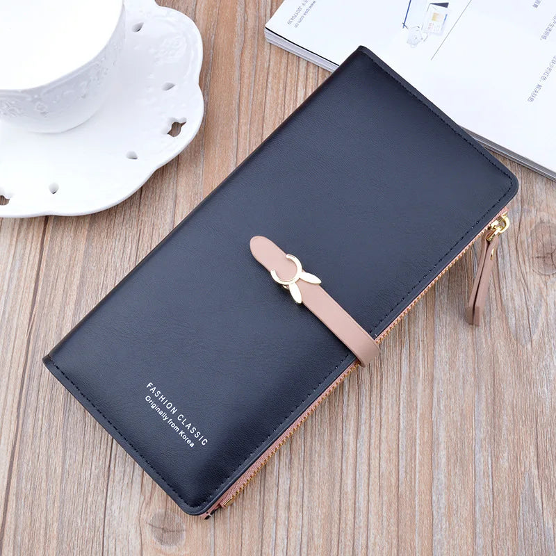 Portefeuille Femme Long Cuir Luxe Slim - Porte-Carte Crédit Clutch Élégant Tendance