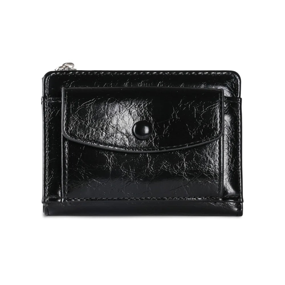 Portefeuille Court Ultra-Mince Cuir PU - Pochette Clutch Zip Multifonction Unisexe