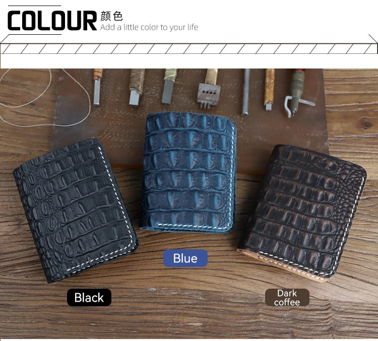 Portefeuille Cuir Véritable Luxe Fait Main Bifold - Porte-Carte Crédit Court Homme Femme Portable