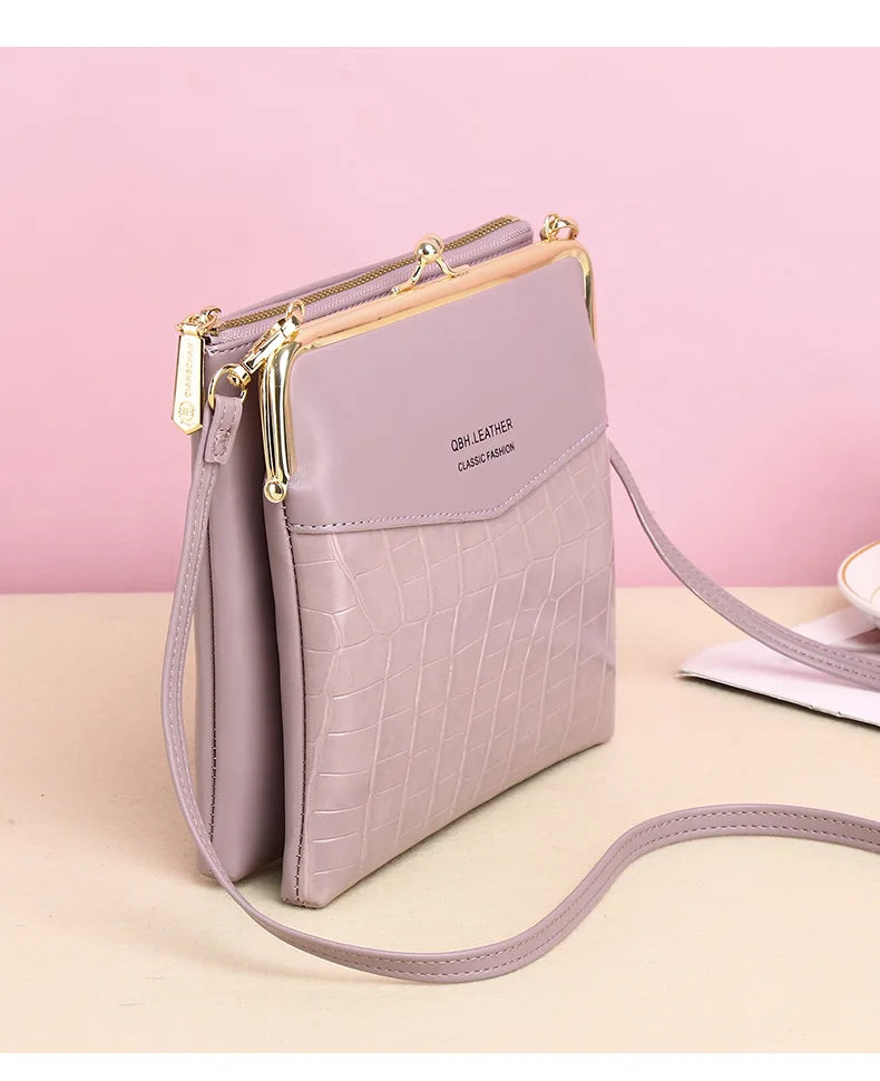 Sac à Bandoulière Femme Cuir PU - Pochette Porte-Cartes Crossbody Voyage