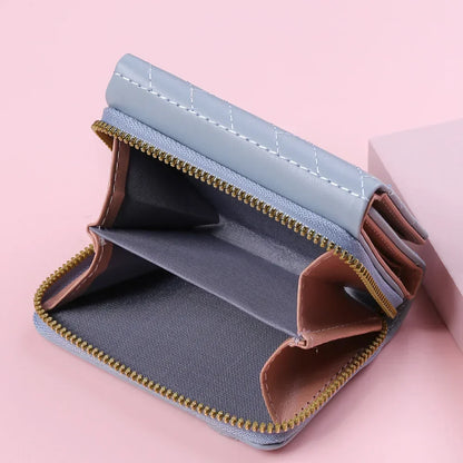 Portefeuille Femme Mignon Cœur Brodé Cuir PU - Trifold Multi-Cartes avec Porte-Monnaie