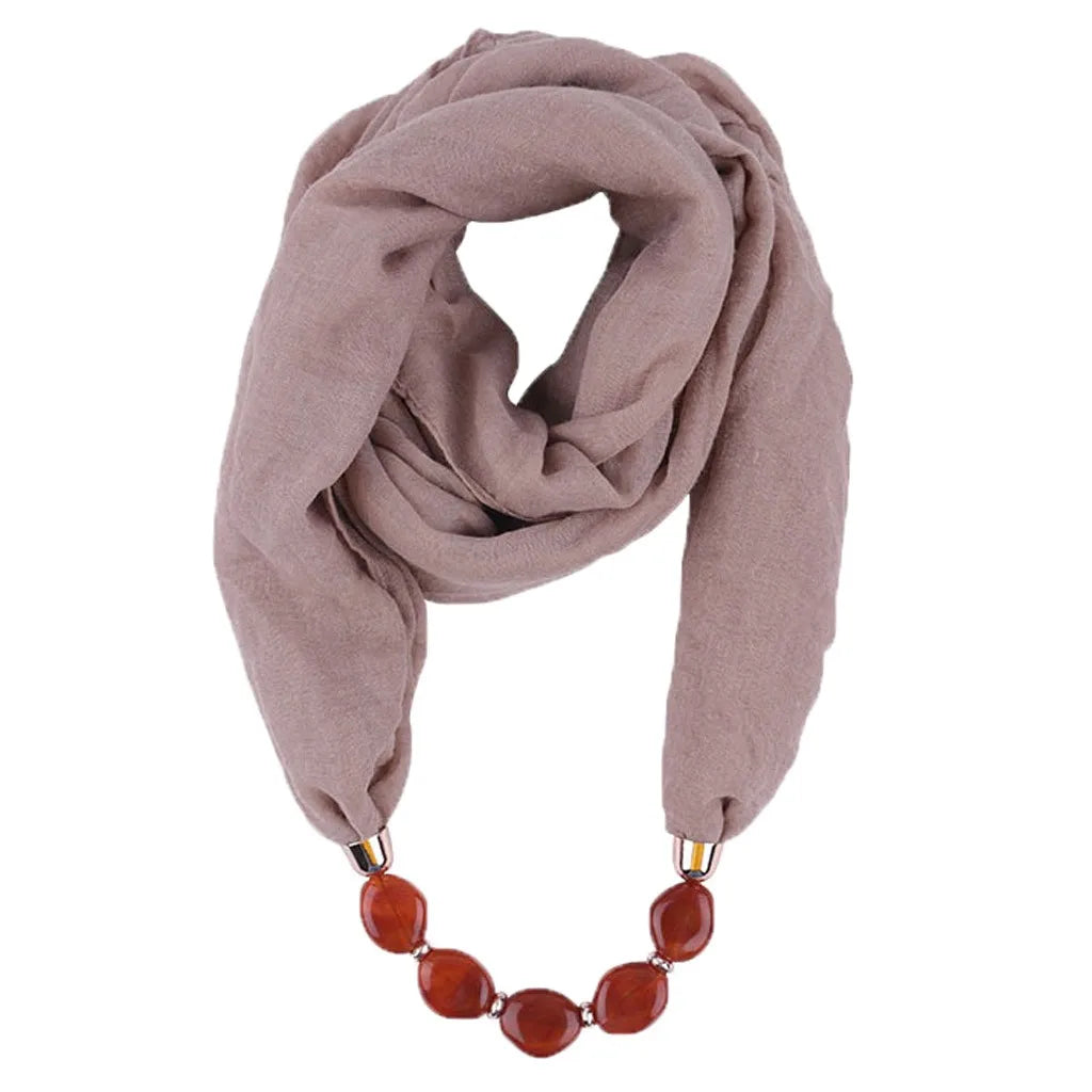 Foulard Collier Ethnique Coton Lin - Accessoire Mode Pendentif Doux