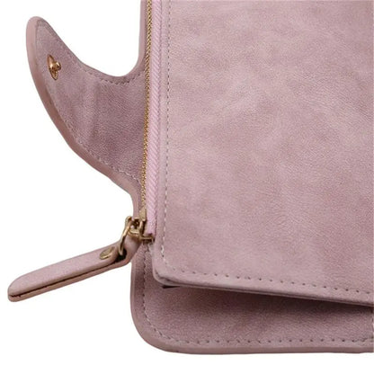 Portefeuille Long Femme Cuir Givré Vintage - Pochette Zip avec Porte-Cartes