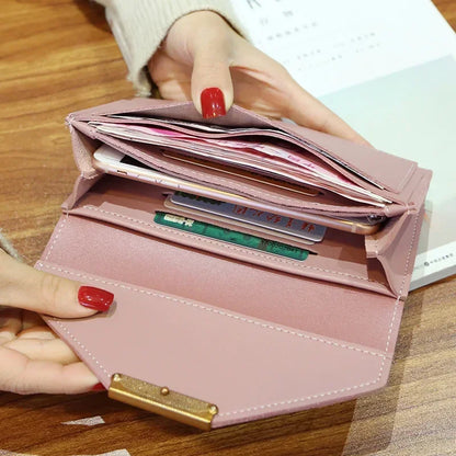 Portefeuille Femme Cuir Long Fashion Hasp - Clutch Wallet Cartera Mujeres avec Poche Téléphone