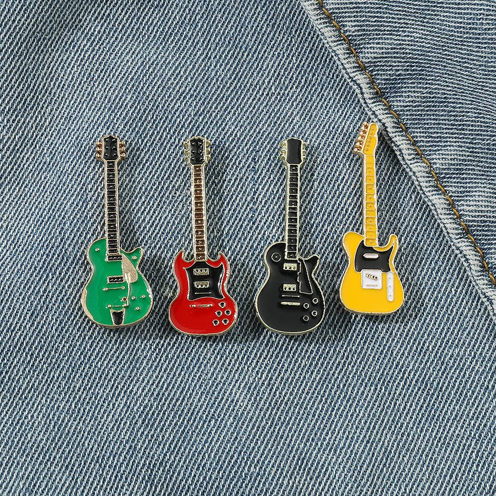 Broche Guitare Instrument Musical Amusante Émaillée – Pin's Badge Kpop Rock Musique Unisexe