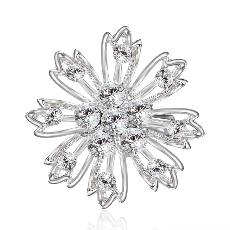 Broche Fleur Rétro Mode Cristal Strass – Pin's Bijou Mariage Rendez-vous Soirées Femme