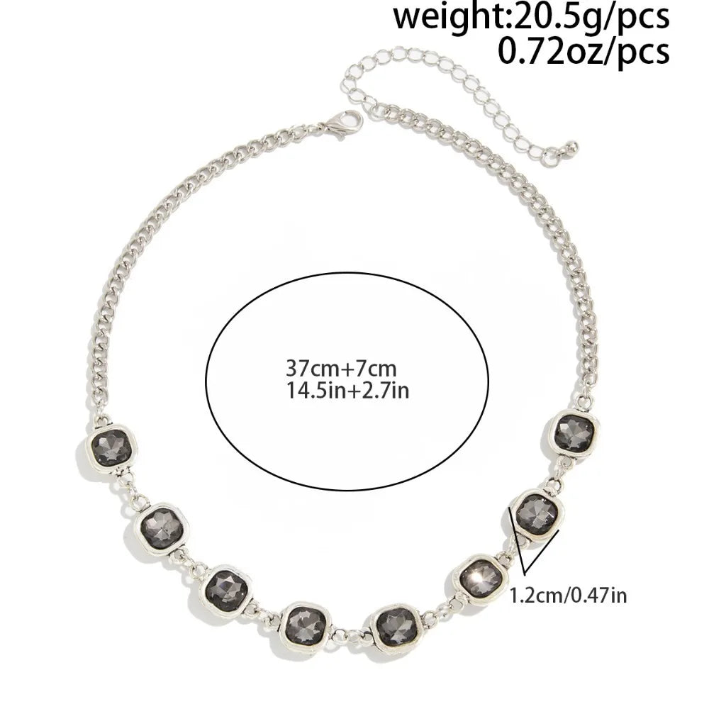 Parure Choker Géométrique Diamants Acryliques - Collier, Bracelet et Boucles