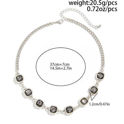 Parure Choker Géométrique Diamants Acryliques - Collier, Bracelet et Boucles