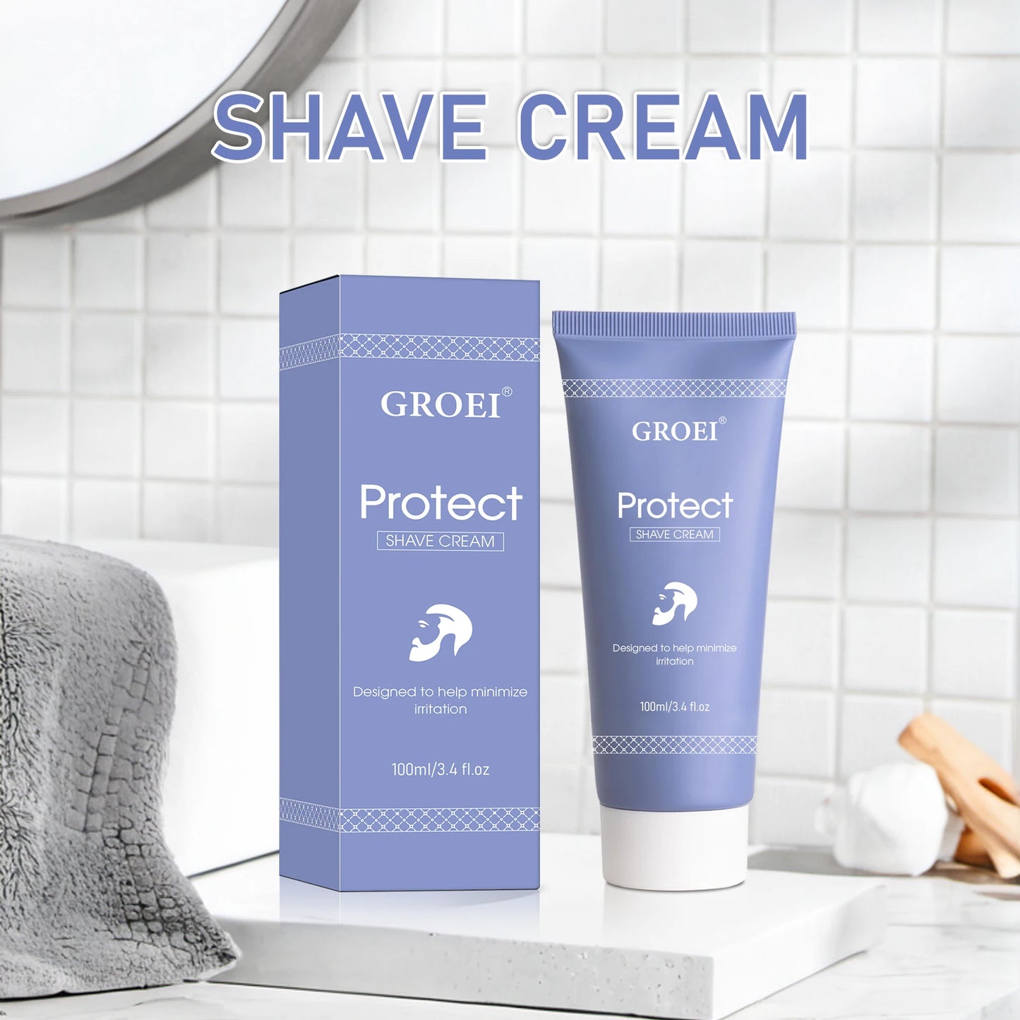Crème à Raser Protect 100ml - Formule Douce Hydratante Peau Sensible Réduit Irritations Mousse Riche Rasage