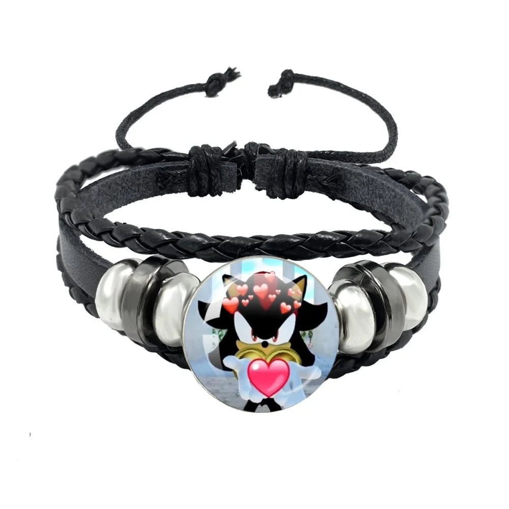 Bracelet Shadow le Hérisson Cabochon Verre – Cuir Multicouche Tressé Unisexe