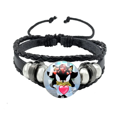 Bracelet Shadow le Hérisson Cabochon Verre – Cuir Multicouche Tressé Unisexe