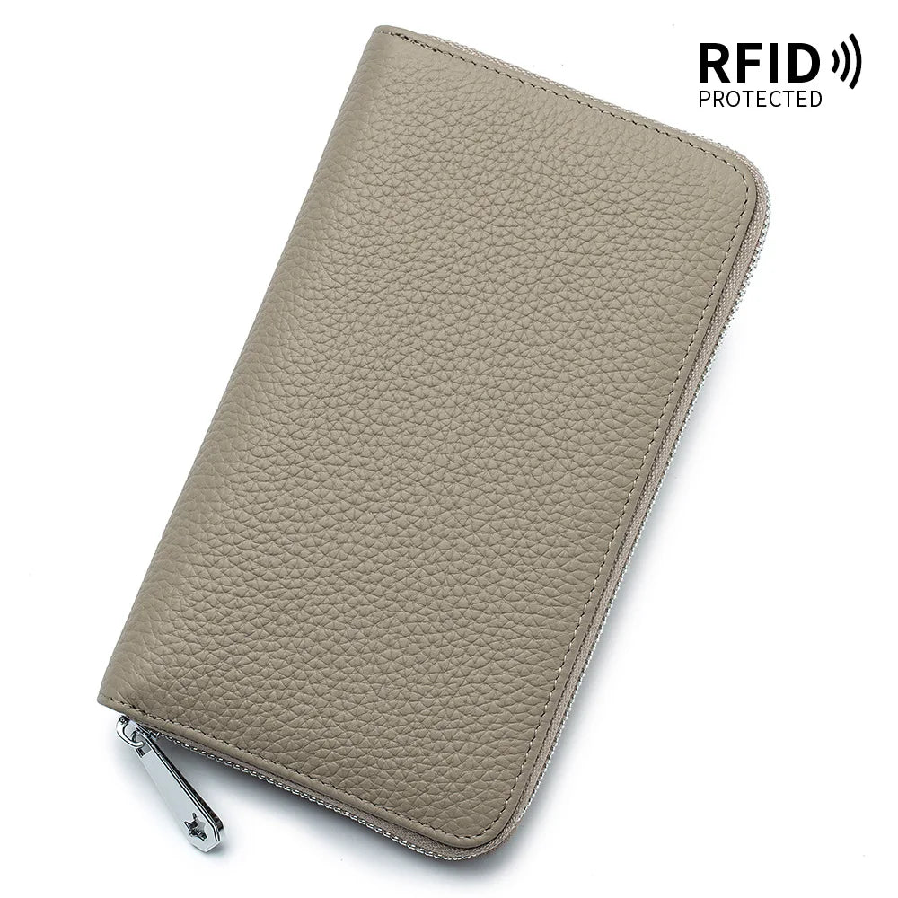 Portefeuille Femme Long Cuir Passeport Organisateur - Porte-Monnaie Clutch Bag Grande Capacité Rose