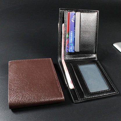 Portefeuille Homme Cuir Artificiel Court - Porte-Cartes Slim Noir Premium
