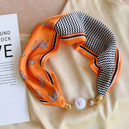 Women's Square Scarf with Magnetic Buckle - Versatile Summer Luxury Scarf/Necklace