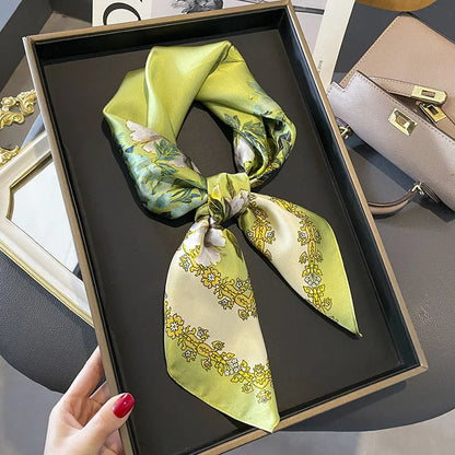 Foulard Carré Soie Naturelle 100% 65cm Femme - Bandana Headscarf Neckerchief Châle Luxe