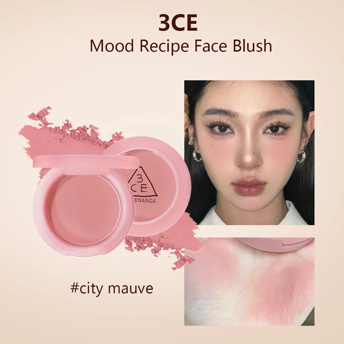 Blush 3CE Mood Recipe Delectable - Poudre Soyeuse Modulable Pigmentation Naturelle Longue Tenue K-Beauty