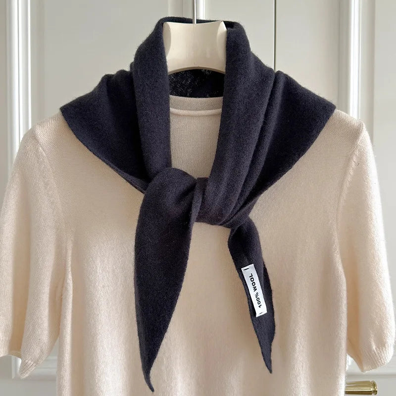 Foulard Triangle Laine 100% Femme - Écharpe Tricotée Style Britannique Multifonction Hiver