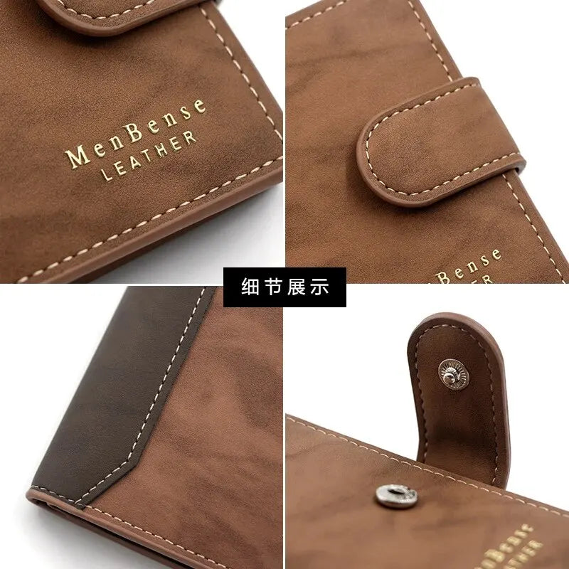 Portefeuille Homme Cuir PU avec Fermoir - Porte-Cartes Business Compact