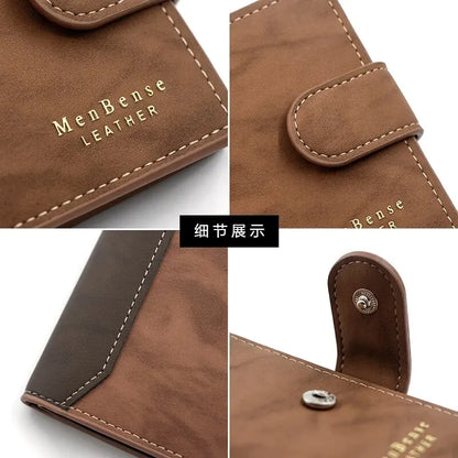 Portefeuille Homme Cuir PU avec Fermoir - Porte-Cartes Business Compact
