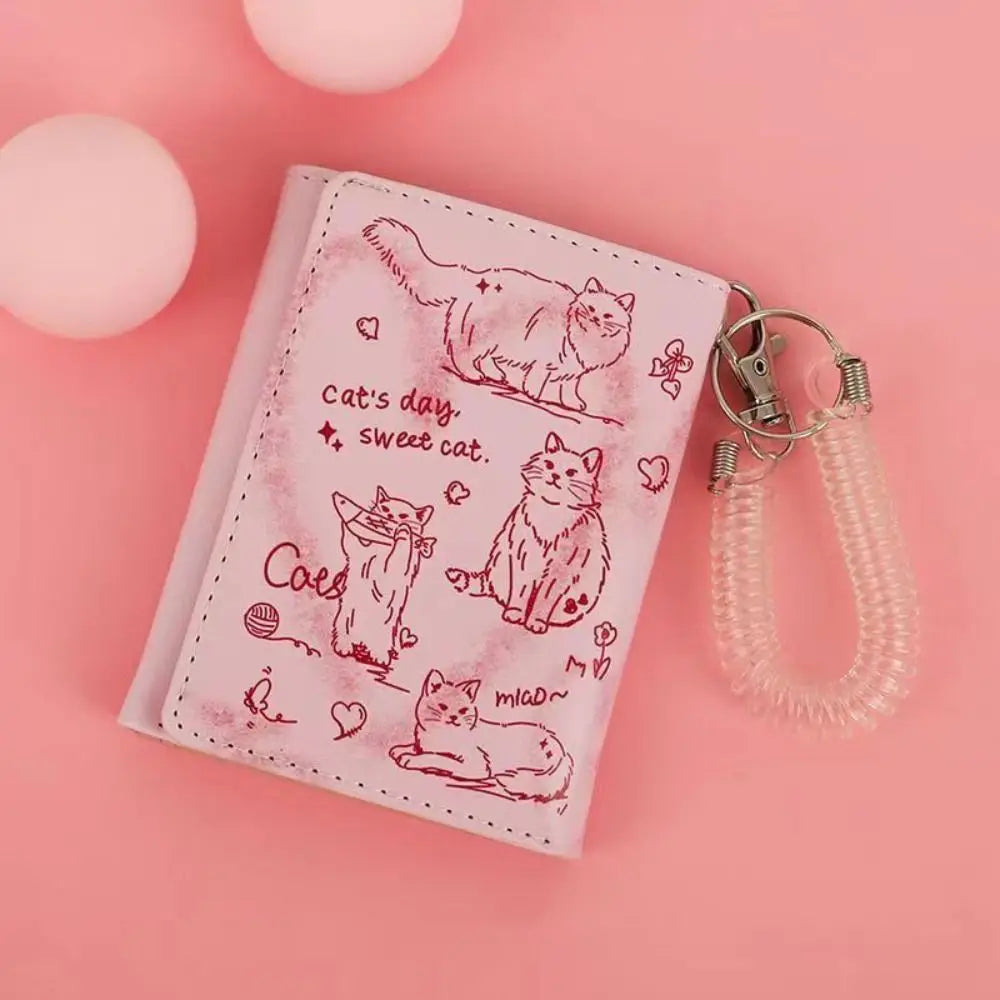 Portefeuille Femme Cuir Chat Graffiti - Porte-Monnaie Grande Capacité Portable