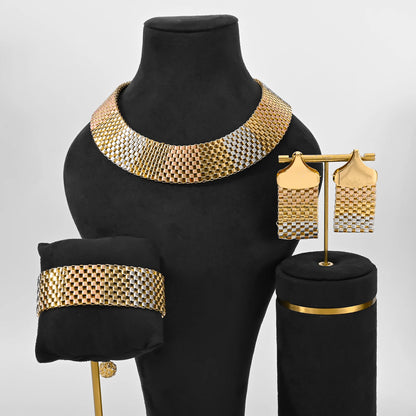 Parure Bijoux Dubai Luxe Mariée – Collier Statement Bracelet Boucles Cristaux