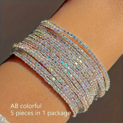 Set 5 Bracelets Bohème Luxe Empilables – Strass Colorés Femme