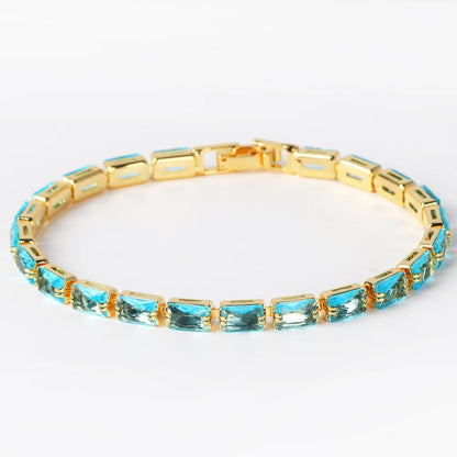 Bracelet Plaqué Or 18K Zircons Arc-en-Ciel – Luxe Micro-Pavé Étanche