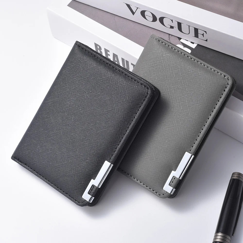 Portefeuille Homme Cuir Synthétique Slim - Porte-Carte Business Minimaliste Multiples Emplacements Géométrique