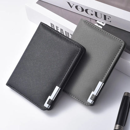 Portefeuille Homme Cuir Synthétique Slim - Porte-Carte Business Minimaliste Multiples Emplacements Géométrique