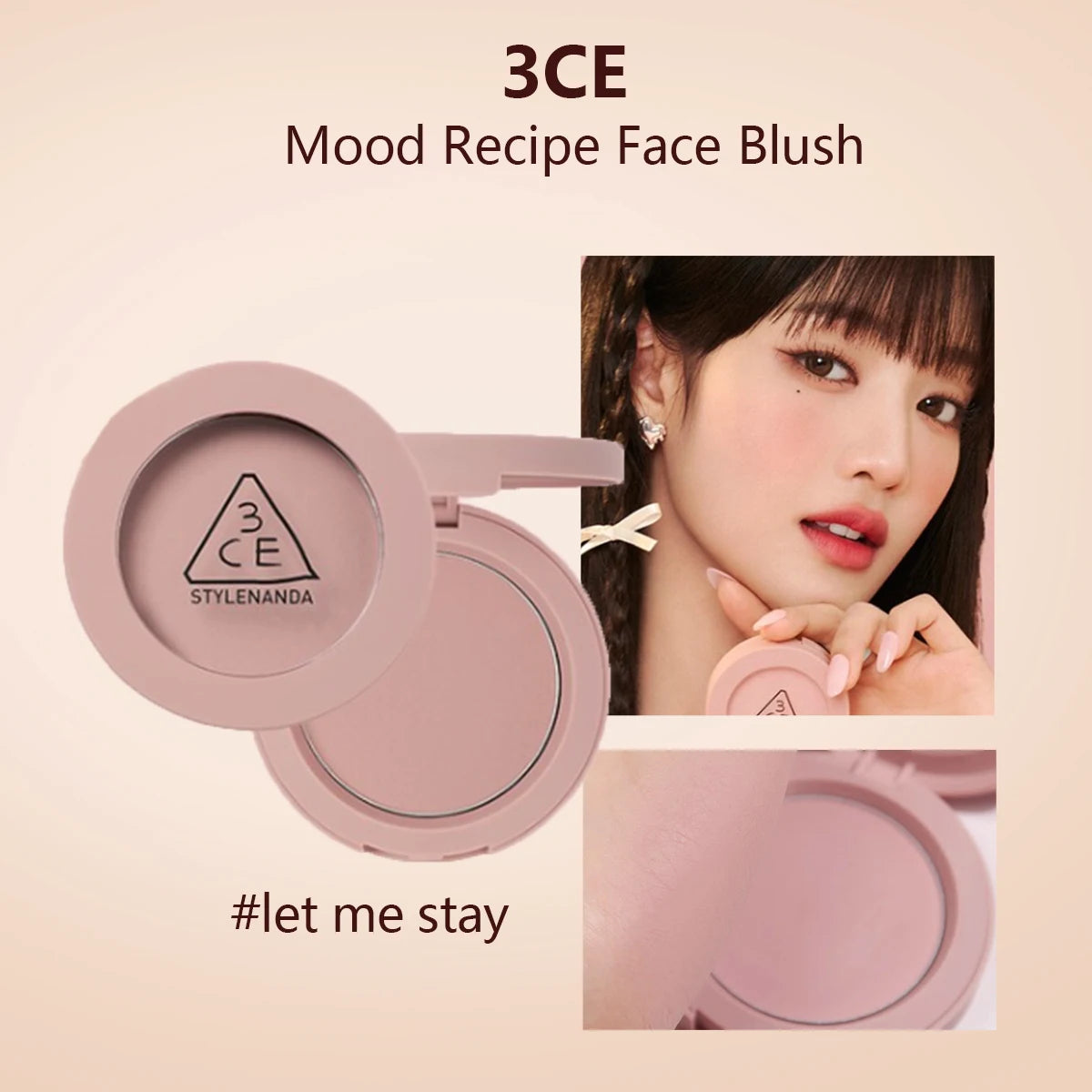 Blush 3CE Mood Recipe Delectable - Poudre Soyeuse Modulable Pigmentation Naturelle Longue Tenue K-Beauty