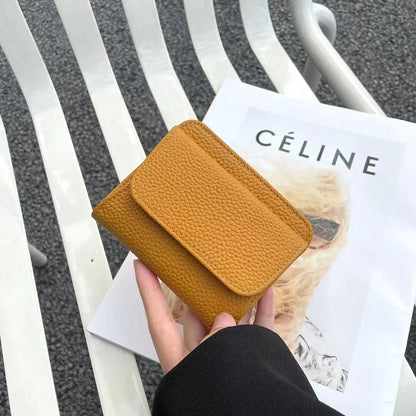 Portefeuille Femme Cuir Véritable Pliable Simple - Porte-Monnaie Multifonction Coin Bag Petit Money Bag