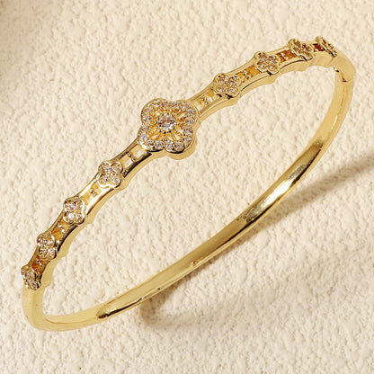 Bracelet Cuivre & Zirconia Femme – Élégance Minimaliste Style Européen