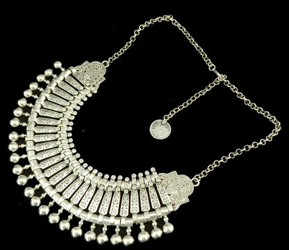 Parure Bijoux Afghan Bohème – Collier Choker Pièces Pompons Boucles