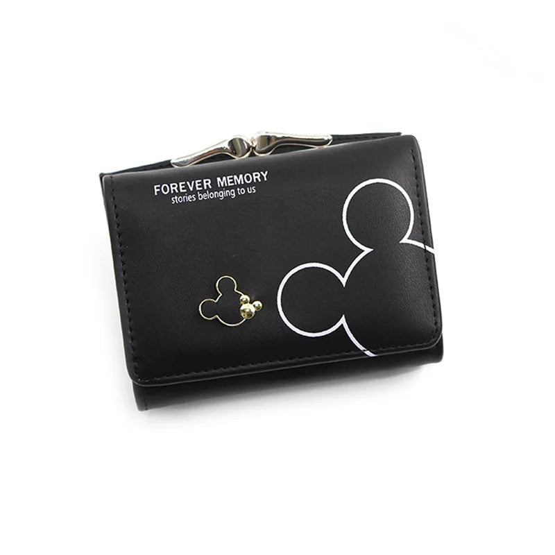 Portefeuille Femme Court Triple Pli Cartoon - Porte-Monnaie Étudiant Lettres Imprimées Rose