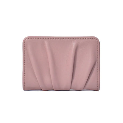 Portefeuille Femme Court Cuir PU Imperméable - Porte-Carte Plissé Multifonction Grande Capacité Bifold
