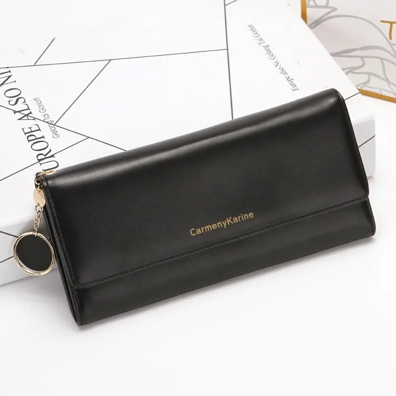 Portefeuille Long Femme Tri-Fold Cuir Lettre - Clutch Porte-Cartes Fresh Fashion