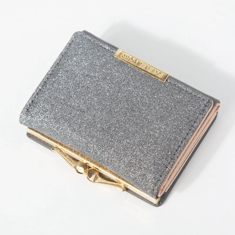 Portefeuille Femme Brillant Tri-Fold - Cartera Mujer Clutch Porte-Monnaie Simple