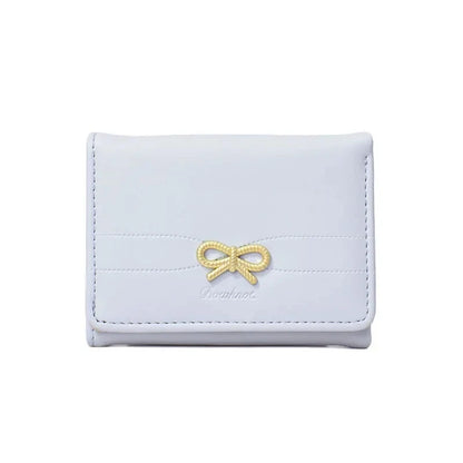 Portefeuille Femme Nœud Mignon Tri-Fold - Wallet Étudiant Porte-Cartes Porte-Monnaie Noir