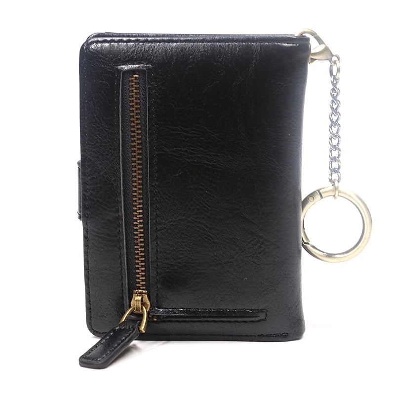 Portefeuille Femme Cuir Rétro Rouge - Porte-Monnaie Court Bifold avec Porte-Cartes Détachable