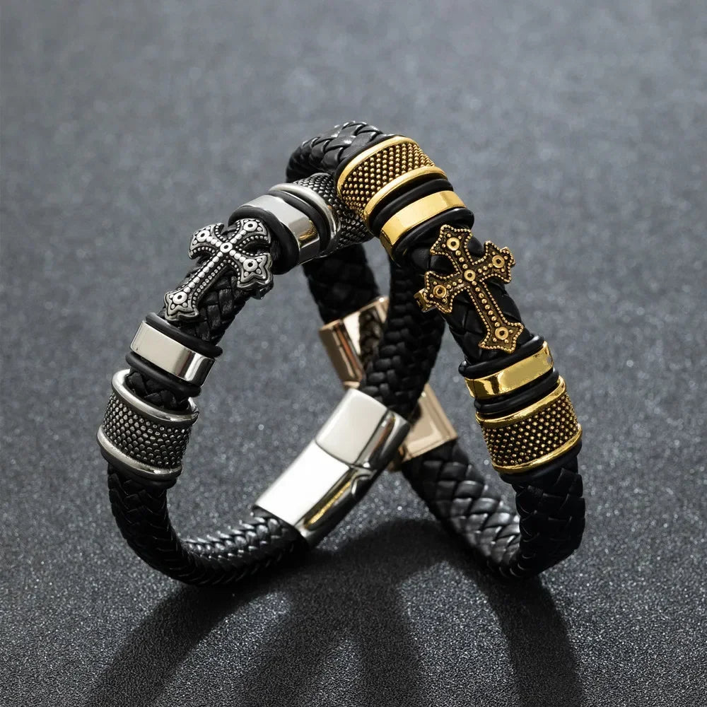 Bracelet Cuir Classique Homme – Boucle Magnétique Métal Casual Chic