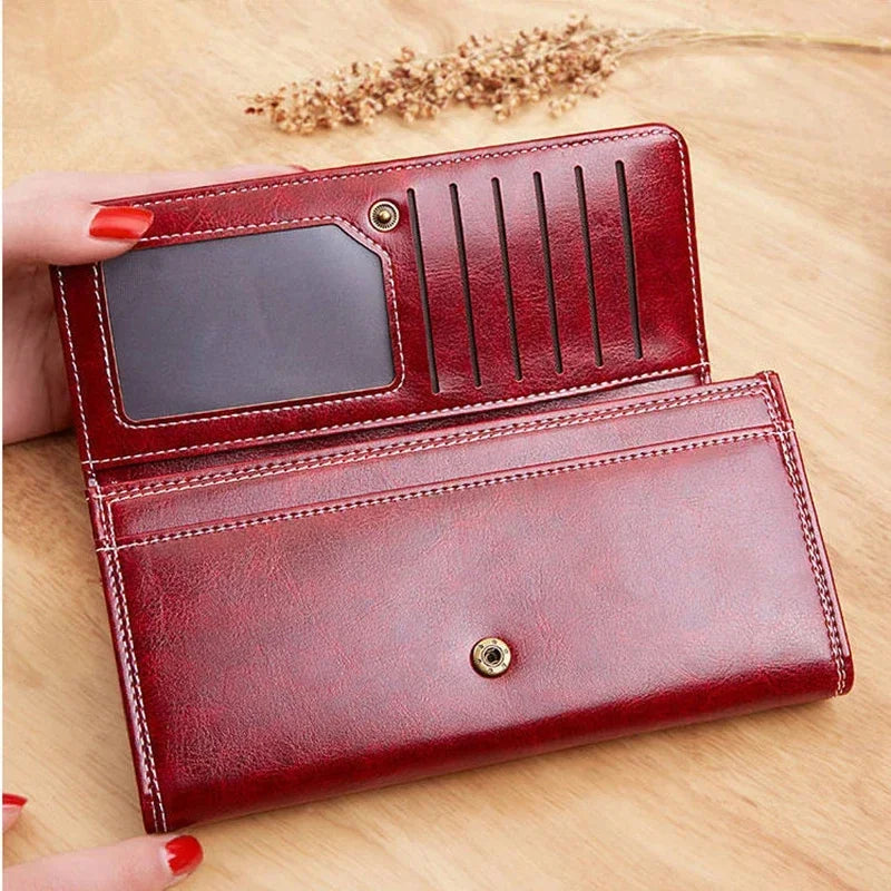 Portefeuille Femme Long Cuir PU - Porte-Cartes Classique avec Fermeture Éclair