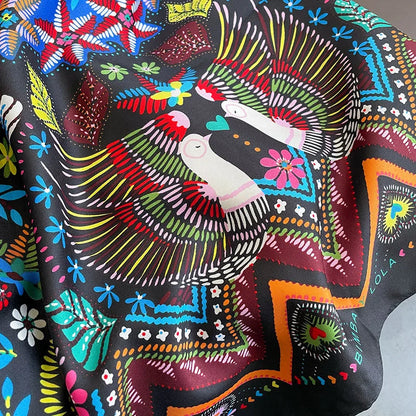 Foulard Carré Soie Twill Design Femme - Écharpe Hijab Bandana Châle Luxe Headband