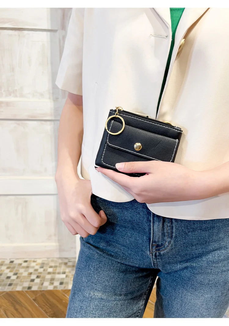 Portefeuille Femme RFID Blocking Trifold Multi-Cartes - Porte-Monnaie Zippé Porte-Clés Sécurisé